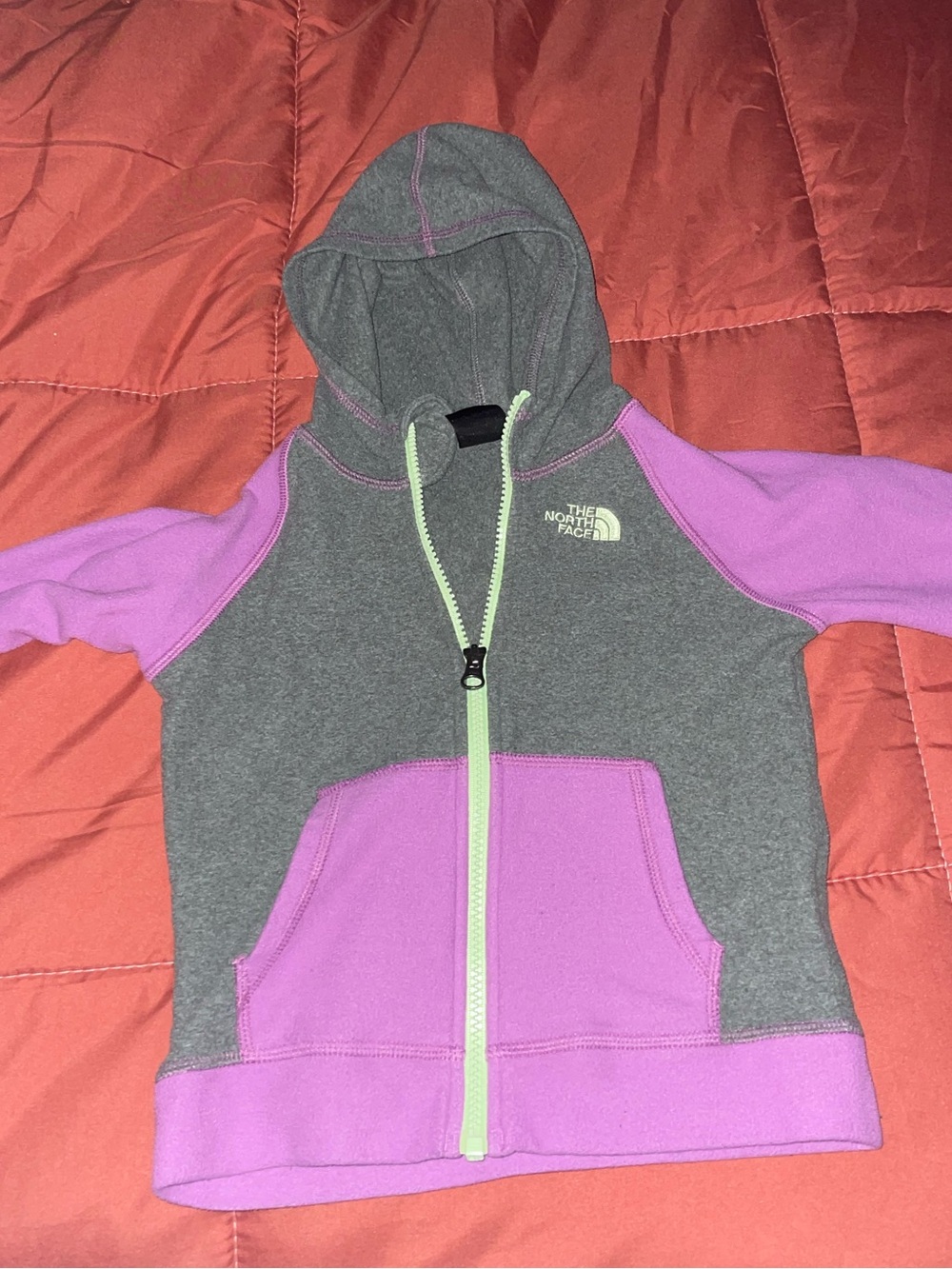 The North Face Kids' Gray and Purple Hooded Zip Sweatshirt